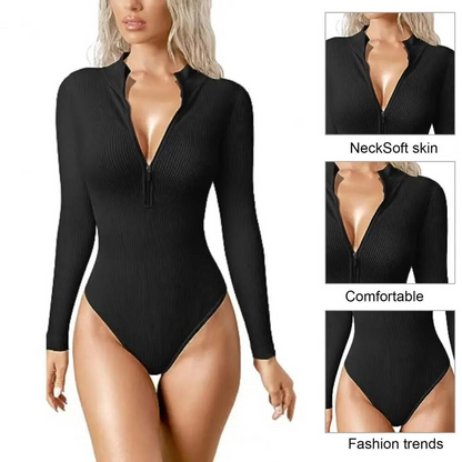 Snached Waist Zip-Up Bodysuit