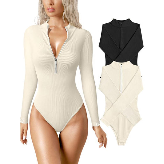 Snached Waist Zip-Up Bodysuit